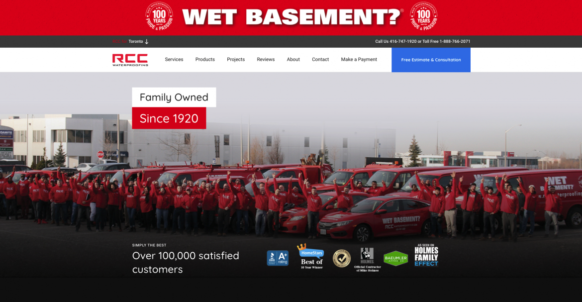 RCC Waterproofing website