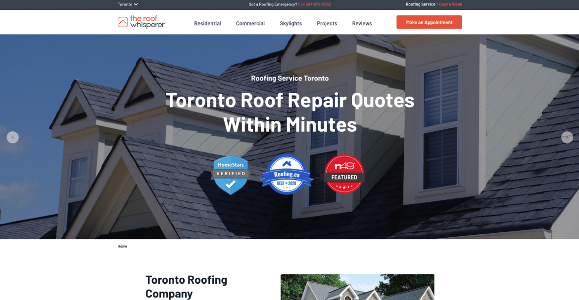 The Roof Whisperer website